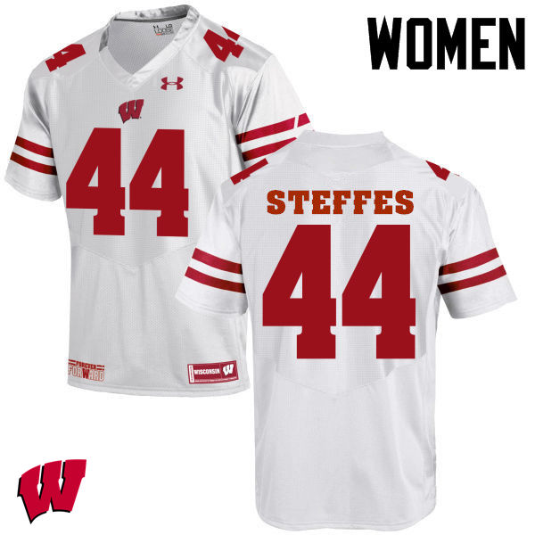 Wisconsin Badgers Women's #44 Eric Steffes NCAA Under Armour Authentic White College Stitched Football Jersey RZ40F75IS